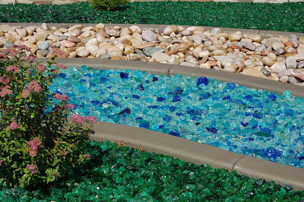 Recycled Glass Loko Enterprises, Blue Glass Landscape Rocks